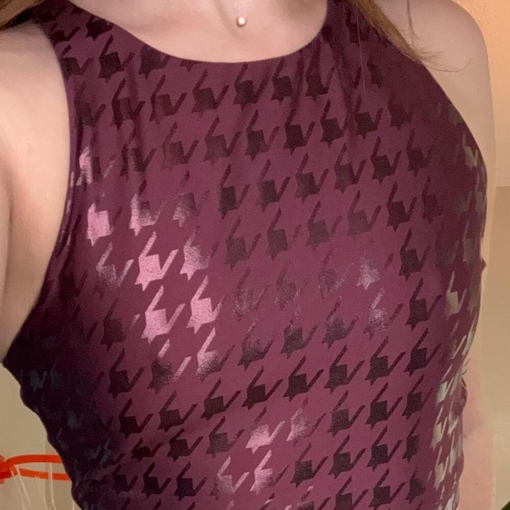 Peloton Show Up Glossy Foil Houndstooth High-Neck Sports Bra - Large